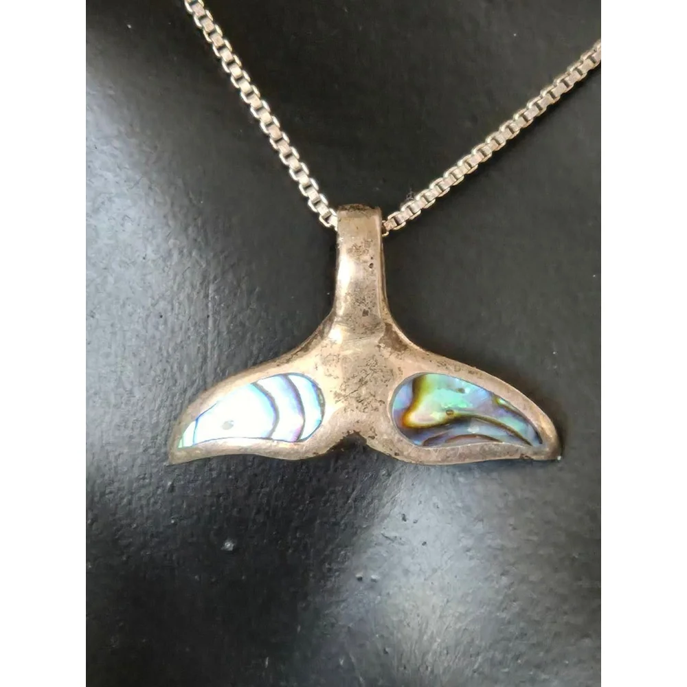 Vintage 925 sterling mermaid or wale tail abalone